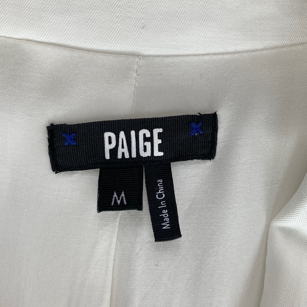 Paige Rosette Double Breasted White Pinstripe Power Blazer - Picture 13 of 17